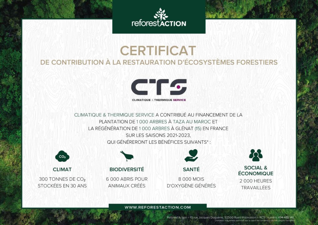 certificat gage de qualité engagement societal planter des arbres génération
